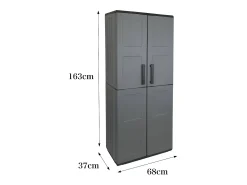 Armário exterior Dargentes, armário de vassoura multiusos, armário exterior de 2 portas, 100% Made in Italy, Acabamento de quadros, 68x37h163 cm, Cinza e Preto
