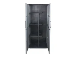 Armário exterior Dargentes, armário de vassoura multiusos, armário exterior de 2 portas, 100% Made in Italy, Acabamento de quadros, 68x37h163 cm, Cinza e Preto