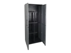 Armário exterior Dargentes, armário de vassoura multiusos, armário exterior de 2 portas, 100% Made in Italy, Acabamento de quadros, 68x37h163 cm, Cinza e Preto
