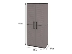 Armário exterior Dargentes, Armário porta vassoura multiusos, Armário exterior 2 portas, 100% Made in Italy, Acabamento em linhas, 68x37h163 cm, Cinza e Preto