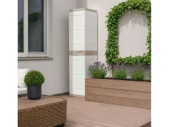 Armário Externo Titânio 1 Porta Bege 2 Prateleiras Cabide 35x176x41 cm