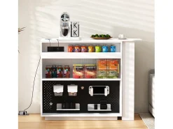 Armário giratório com tomadas, iluminação LED e painel perfurado - Branco