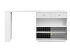 Armário giratório com tomadas, iluminação LED e painel perfurado - Branco