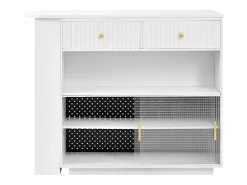 Armário giratório com tomadas, iluminação LED e painel perfurado - Branco