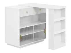 Armário giratório com tomadas, iluminação LED e painel perfurado - Branco