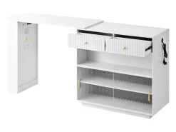 Armário giratório com tomadas, iluminação LED e painel perfurado - Branco
