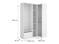 Armário grande Dbhati, mobiliário de quarto, roupeiro, roupeiro, 145x85 h205 cm, branco e carvalho