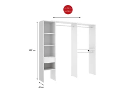 Armário grande Dburn, mobiliário de quarto, roupeiro, roupeiro, 98x42 h187 cm, branco