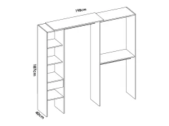 Armário grande Dburn, mobiliário de quarto, roupeiro, roupeiro, 98x42 h187 cm, branco