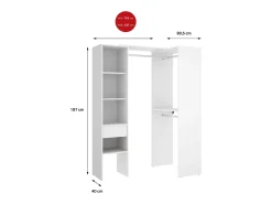 Armário grande Dburn, mobiliário de quarto, roupeiro, roupeiro, 98x42 h187 cm, branco