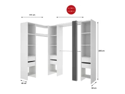 Armário grande Dharma, Móveis de quarto, Armário, Roupeiro, 234x141 h205 cm, Branco
