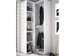 Armário grande Dhom, Móveis de quarto, Armário, Armário de roupa, 85x85 h205 cm, Branco e Carvalho