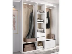Armário grande Dhorsche, Móveis de quarto, Armário, Armário, 158x45 h205 cm, Branco e Carvalho
