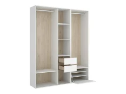 Armário grande Dhorsche, Móveis de quarto, Armário, Armário, 158x45 h205 cm, Branco e Carvalho