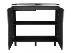 Armário inferior Napoles em melamina com 2 prateleiras, 2 portas e tampo em aço inoxidável, cinzento, 89 cm X 100 cm X 52.5 cm