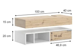 Armário inferior para lavatório branco 100x40x15 henri