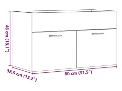 Armário lavatório 80x38,5x46 cm contraplacado cinzento cimento