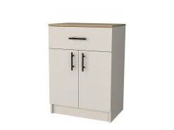 Armário Mayorca em melamina com 2 portas, 2 prateleiras e gaveta com calhas metálicas, Branco / Bege , 85,1 cm X 60 cm X 40,5 cm