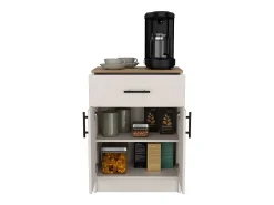 Armário Mayorca em melamina com 2 portas, 2 prateleiras e gaveta com calhas metálicas, Branco / Bege , 85,1 cm X 60 cm X 40,5 cm