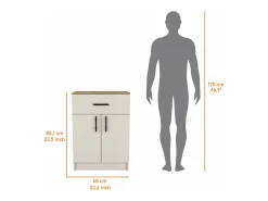 Armário Mayorca em melamina com 2 portas, 2 prateleiras e gaveta com calhas metálicas, Branco / Bege , 85,1 cm X 60 cm X 40,5 cm