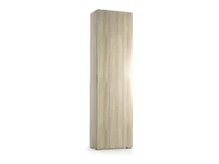 Armário multiuo Ddarbo, Armário linear com 1 porta e 7 prateleira, Coluna para entrada ou banheiro, Sapateira moderna, 100% Fabricado na Itália, 50x30h182 cm, Olmo