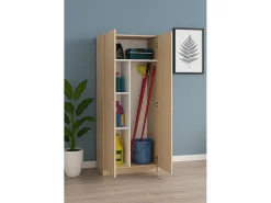Armário multiuso Dabaldi, Armário porta-vassouras com 2 portas, Sapateira com prateleiras, Armário porta-vassouras, cm73x37h180 cm, Carvalho