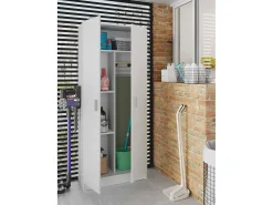 Armário multiuso Dabaldi, Armário porta-vassouras com 2 portas, Sapateira com prateleiras, Armário porta-vassouras, cm73x37h180 cm, Branco