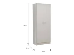 Armário multiuso Dabaldi, Armário porta-vassouras com 2 portas, Sapateira com prateleiras, Armário porta-vassouras, cm73x37h180 cm, Branco