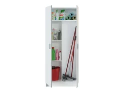 Armário multiuso Dabaldi, Armário porta-vassouras com 2 portas, Sapateira com prateleiras, Armário porta-vassouras, cm73x37h180 cm, Branco