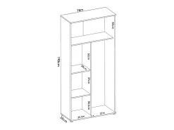 Armário multiuso Ddeiol, Armário porta vassouras multifuncional, Armário com 2 portas, 78x35h190 cm, Branco