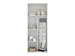 Armário multiuso Ddeiol, Armário porta vassouras multifuncional, Armário com 2 portas, 78x35h190 cm, Branco