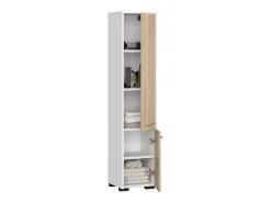 Armário Multiuso de Banheiro FIN 140cm 2 Portas - Branco/Sonoma
