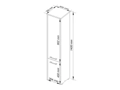 Armário Multiuso de Banheiro FIN 140cm 2 Portas - Branco/Sonoma