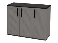Armário multiuso de exterior ou interior, armário com 3 portas e 1 prateleira em polipropileno, 100% Fabricado em Itália, 102x37h84 cm, Cor Cinzento