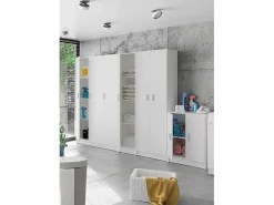 Armário multiuso Dmarra, Armário auxiliar com 2 portas, Sapateira com 3 prateleiras, Sapateira alta moderna, 59x37h180 cm, Branco