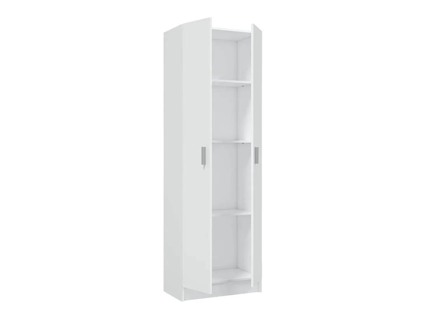 Armário multiuso Dmarra, Armário auxiliar com 2 portas, Sapateira com 3 prateleiras, Sapateira alta moderna, 59x37h180 cm, Branco