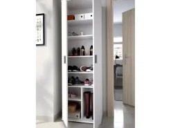 Armário multiuso Dmiani, Móvel de arrumação multifuncional, Armário com 2 portas, 61x35h190 cm, Branco