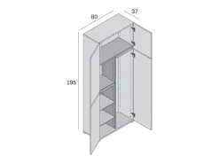 Armário multiusos grande Dbandinell, Armário multiusos com 4 portas, Sapateira, Armário que poupa espaço, 100% Fabricado em Itália, 80x37h195 cm, Branco