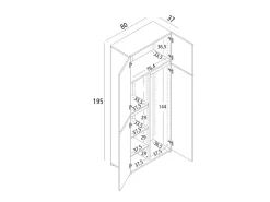 Armário multiusos grande Dbandinell, Armário multiusos com 4 portas, Sapateira, Armário que poupa espaço, 100% Fabricado em Itália, 80x37h195 cm, Branco