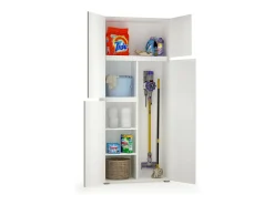 Armário multiusos grande Dbandinell, Armário multiusos com 4 portas, Sapateira, Armário que poupa espaço, 100% Fabricado em Itália, 80x37h195 cm, Branco