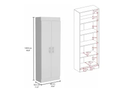 Armário Nepal em melamina com 2 portas e 5 prateleiras, branco, 169.9 cm X 60 cm X 30.3 cm