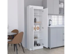 Armário Nepal em melamina com 2 portas e 5 prateleiras, branco, 169.9 cm X 60 cm X 30.3 cm