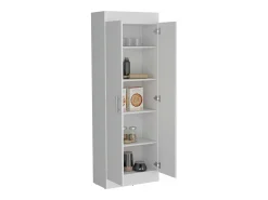 Armário Nepal em melamina com 2 portas e 5 prateleiras, branco, 169.9 cm X 60 cm X 30.3 cm