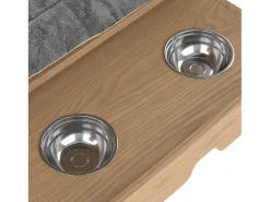 Armário para animais 79x40x160 cm - 2 portas e 2 gavetas - com comedouro e tapete - com ganchos - cor natural