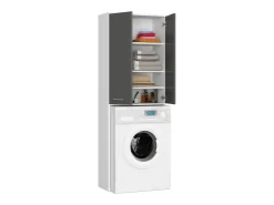 Armário para Lavanderia FIN 180 com Portas Duplas - Branco/Cinza Grafite