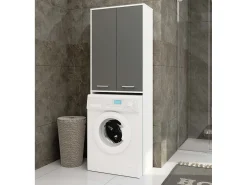 Armário para Lavanderia FIN 180 com Portas Duplas - Branco/Cinza Grafite