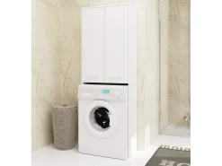 Armário para Lavanderia FIN 180 com Portas Brancas - 64x180x30cm Móvel Auto Montagem