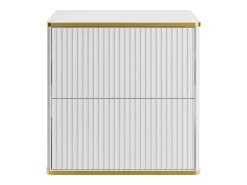 Armário para lavatório de casa de banho estriado com contorno dourado 60 cm, branco, KELIZA
