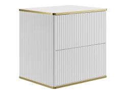 Armário para lavatório de casa de banho estriado com contorno dourado 60 cm, branco, KELIZA