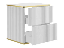 Armário para lavatório de casa de banho estriado com contorno dourado 60 cm, branco, KELIZA